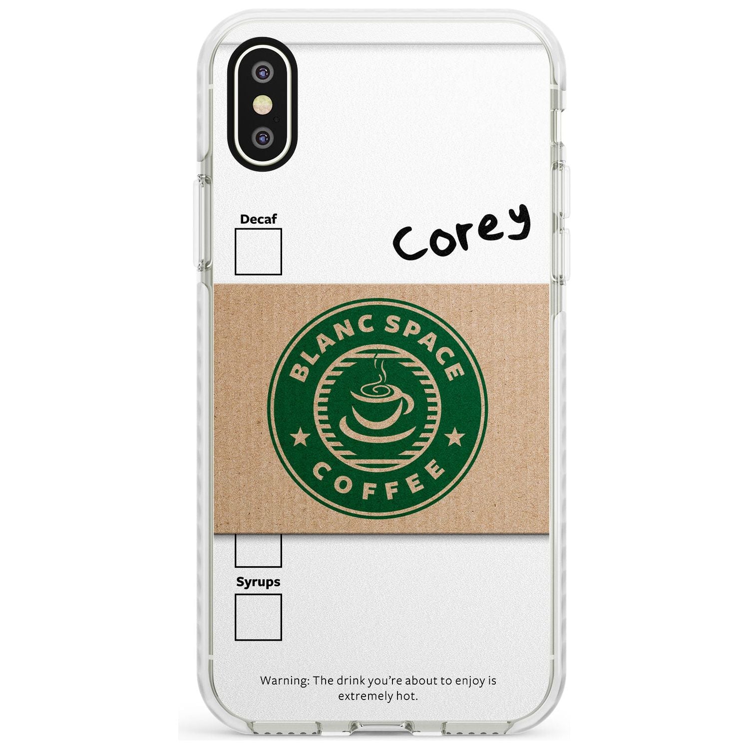 Personalised Coffee Cup Impact Phone Case for iPhone X XS Max XR
