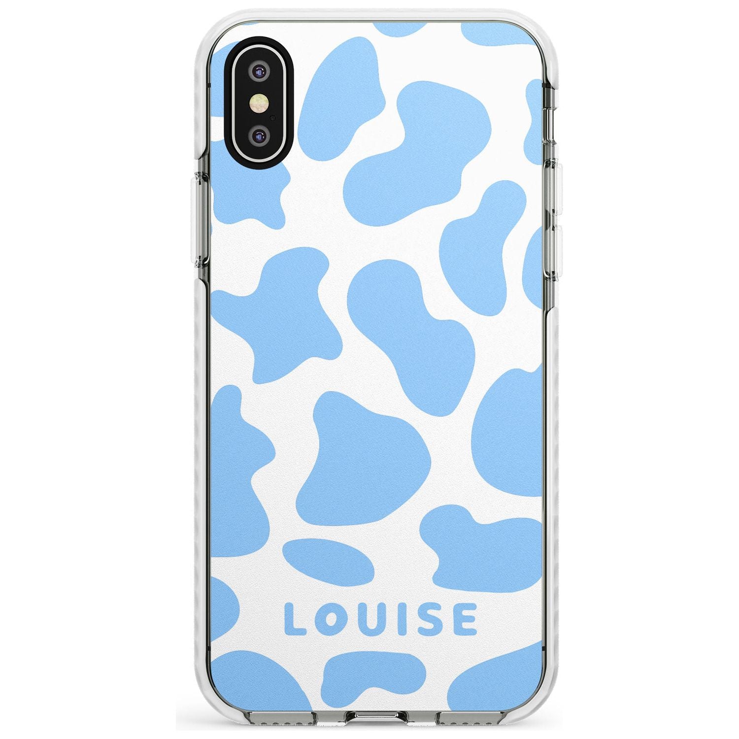 Personalised Blue and White Cow Print Impact Phone Case for iPhone X XS Max XR