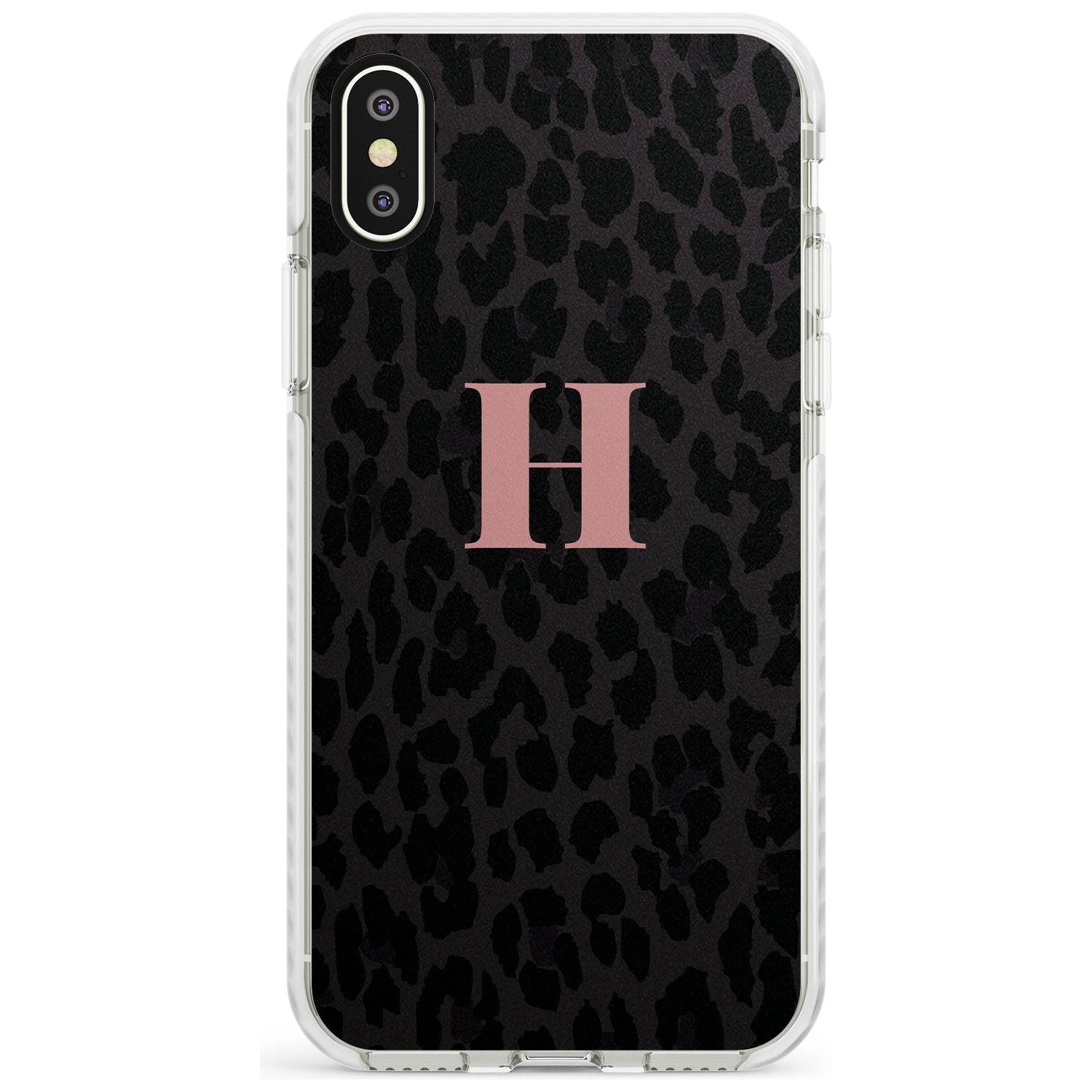 Small Pink Leopard Monogram Impact Phone Case for iPhone X XS Max XR