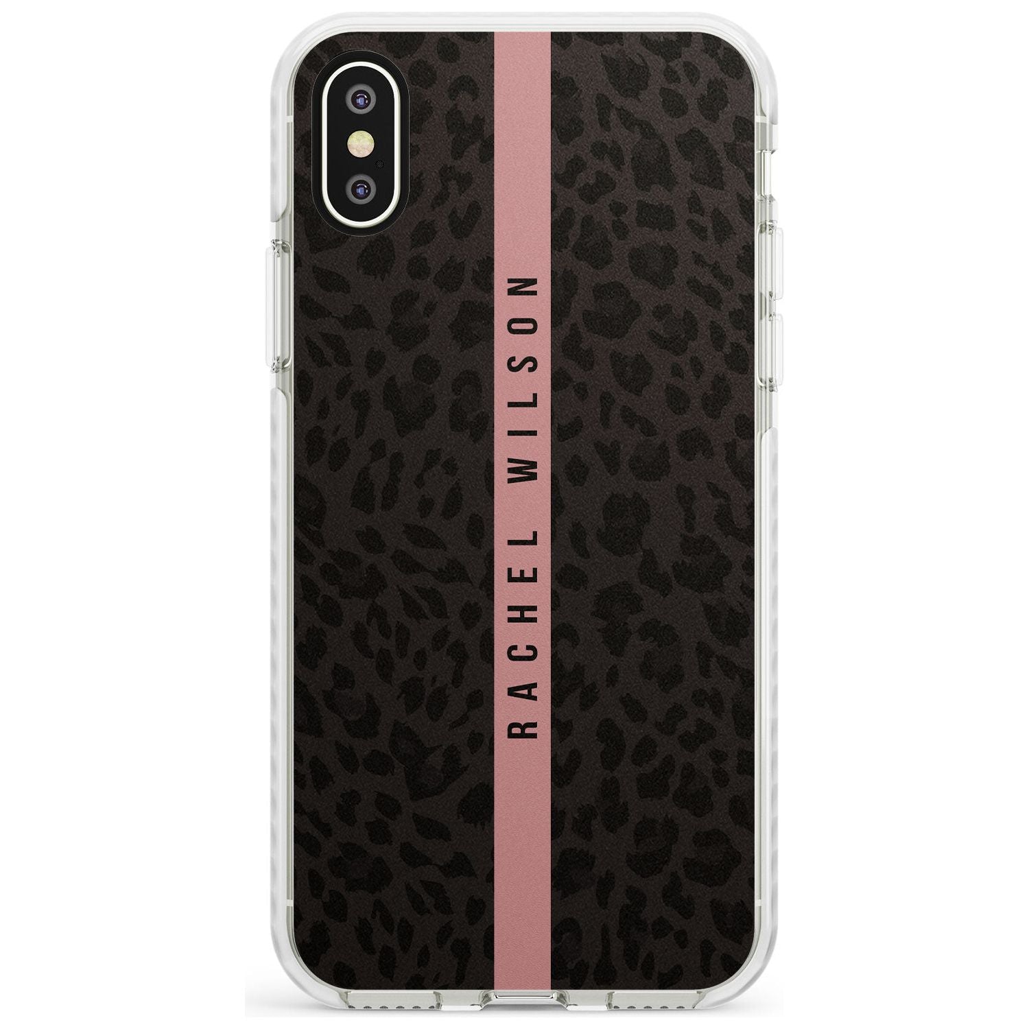 Pink Stripe Leopard Pattern Impact Phone Case for iPhone X XS Max XR