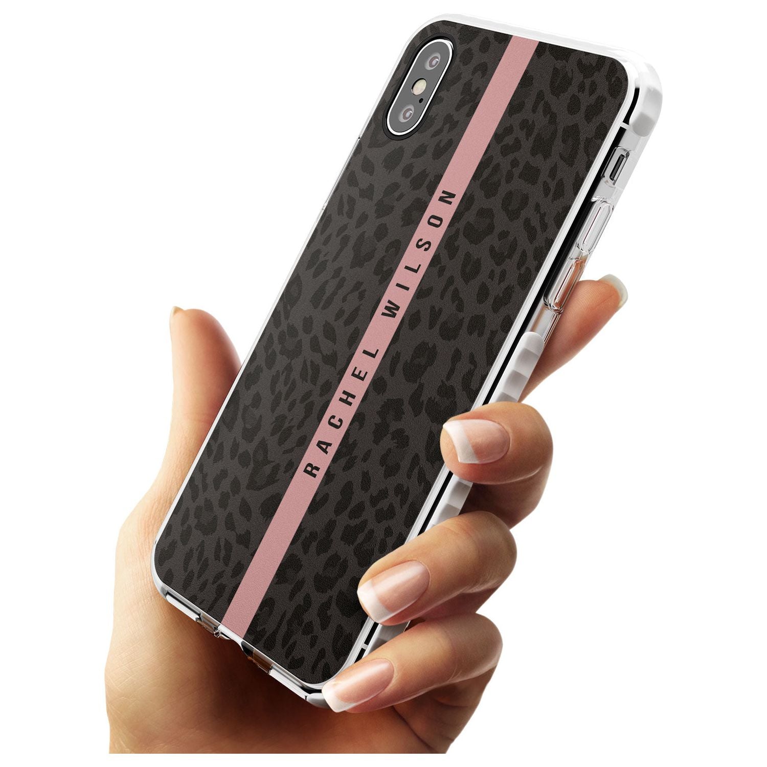Pink Stripe Leopard Pattern Impact Phone Case for iPhone X XS Max XR