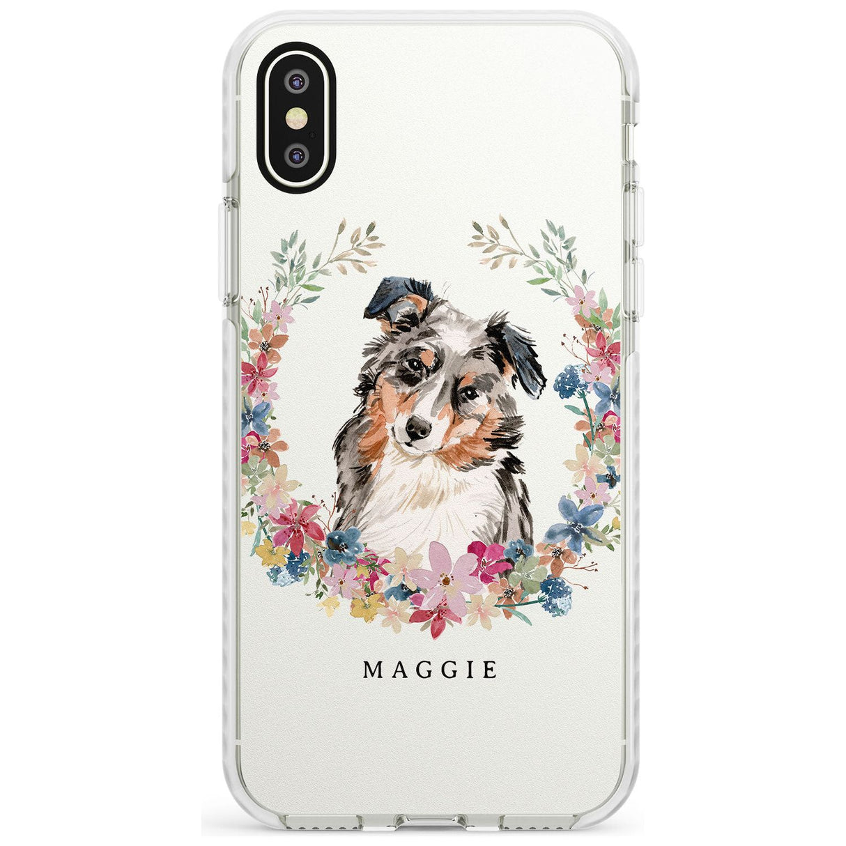 Australian Shepherd Watercolour Dog Portrait Impact Phone Case for iPhone X XS Max XR