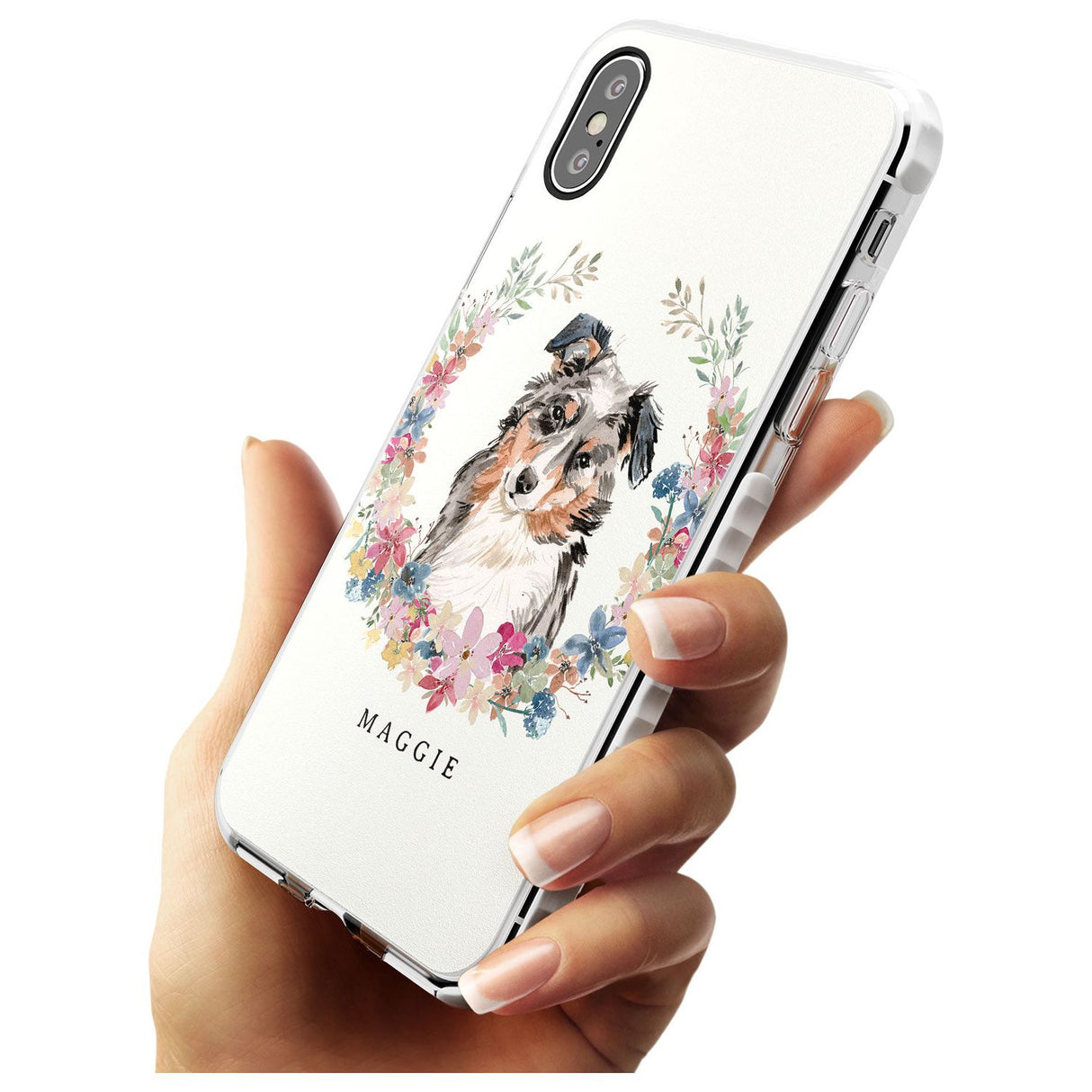 Australian Shepherd Watercolour Dog Portrait Impact Phone Case for iPhone X XS Max XR