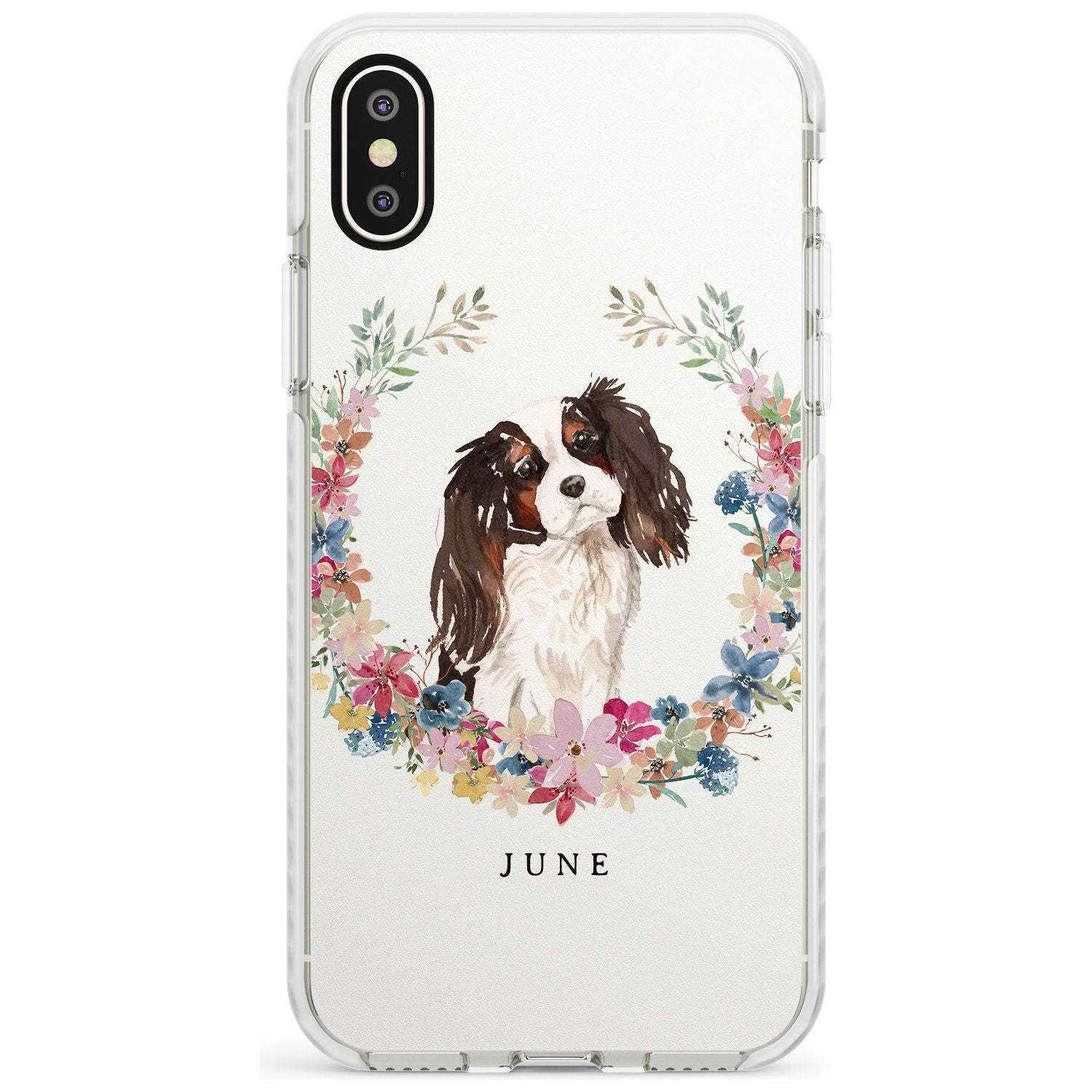 Tri Coloured King Charles Watercolour Dog Portrait Impact Phone Case for iPhone X XS Max XR