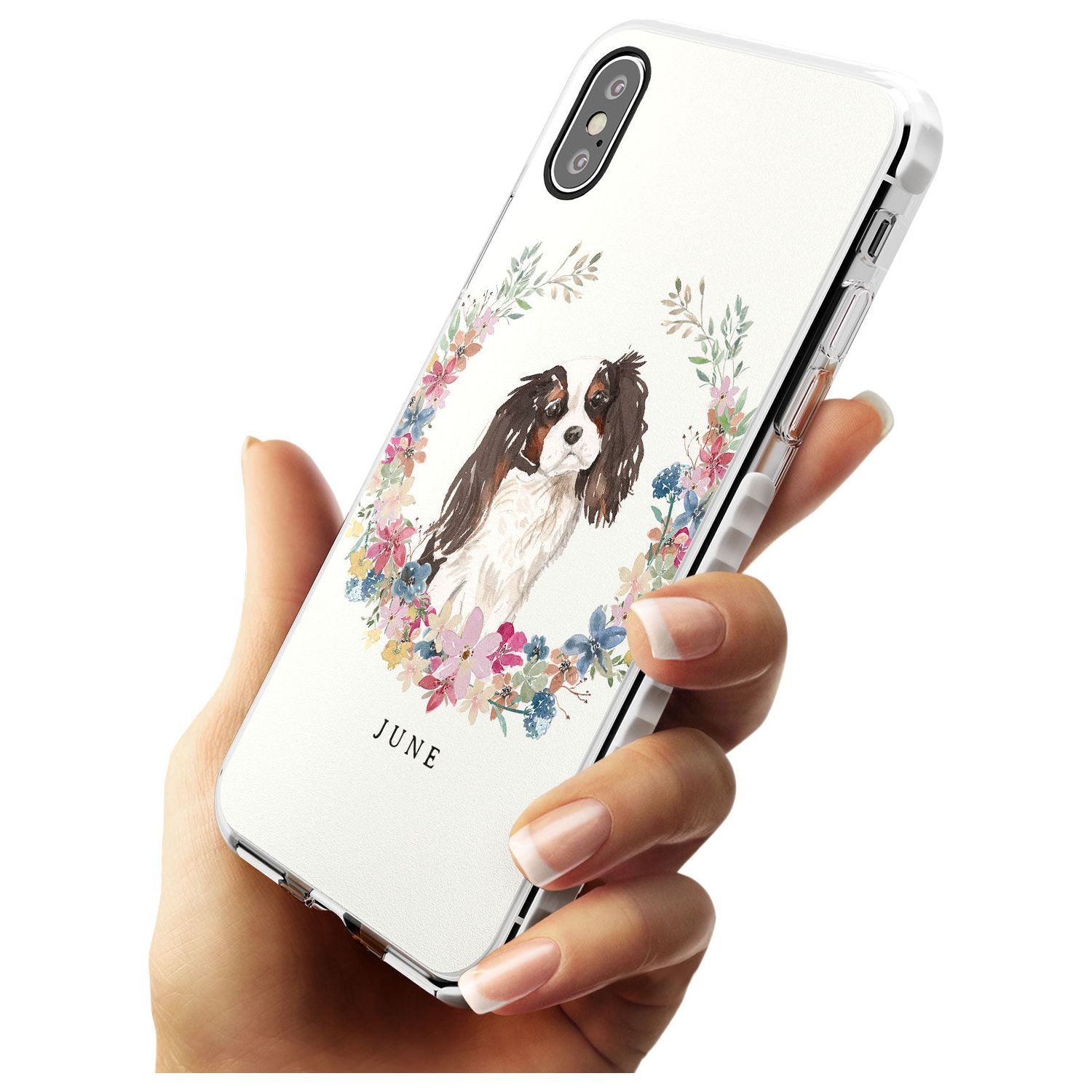 Tri Coloured King Charles Watercolour Dog Portrait Impact Phone Case for iPhone X XS Max XR