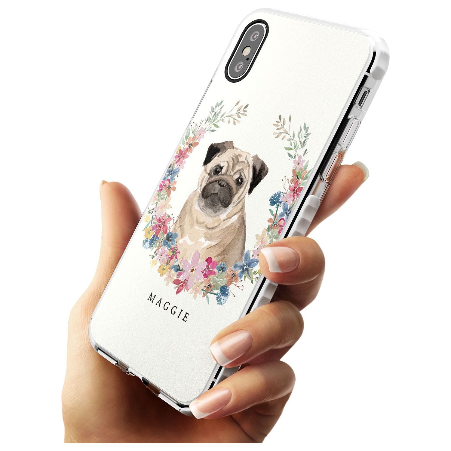 Pug - Watercolour Dog Portrait Impact Phone Case for iPhone X XS Max XR