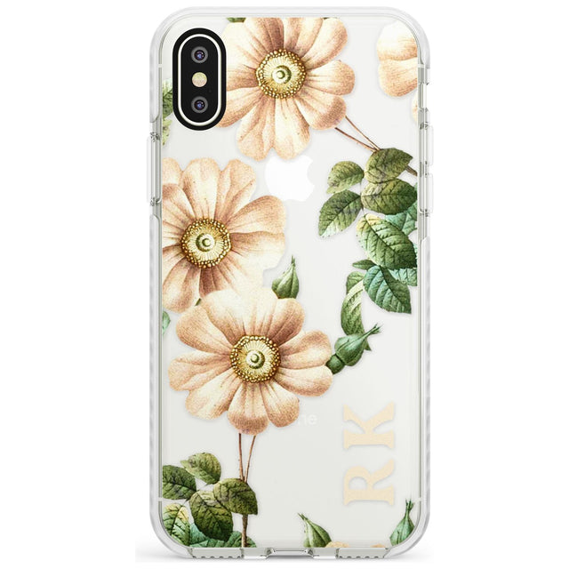 Custom Clear Vintage Floral Cream Anemones Impact Phone Case for iPhone X XS Max XR