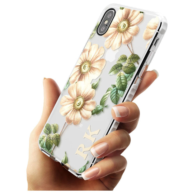 Custom Clear Vintage Floral Cream Anemones Impact Phone Case for iPhone X XS Max XR