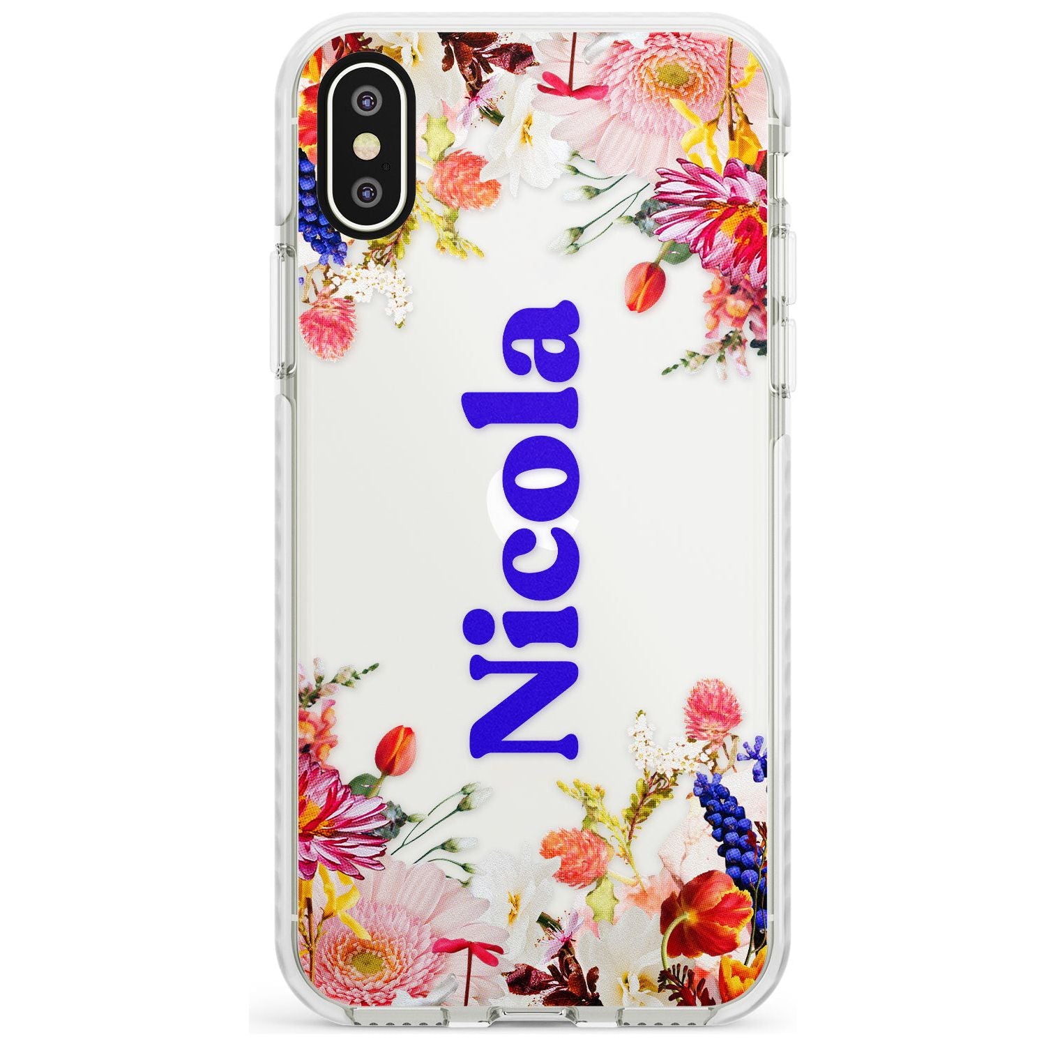 Custom Text with Floral Borders Slim TPU Phone Case Warehouse X XS Max XR