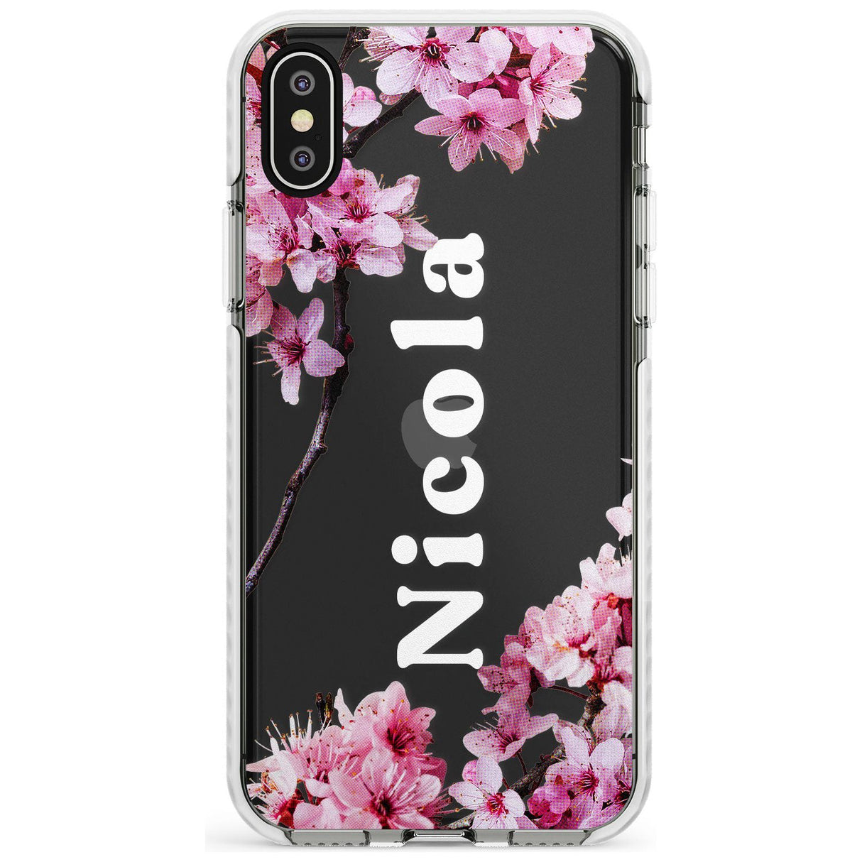 Cherry Blossoms with Custom Text Slim TPU Phone Case Warehouse X XS Max XR