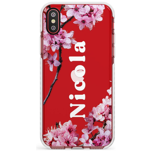 Cherry Blossoms with Custom Text Slim TPU Phone Case Warehouse X XS Max XR