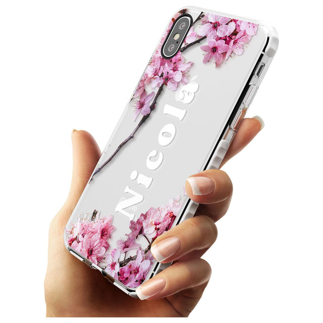 Cherry Blossoms with Custom Text Slim TPU Phone Case Warehouse X XS Max XR