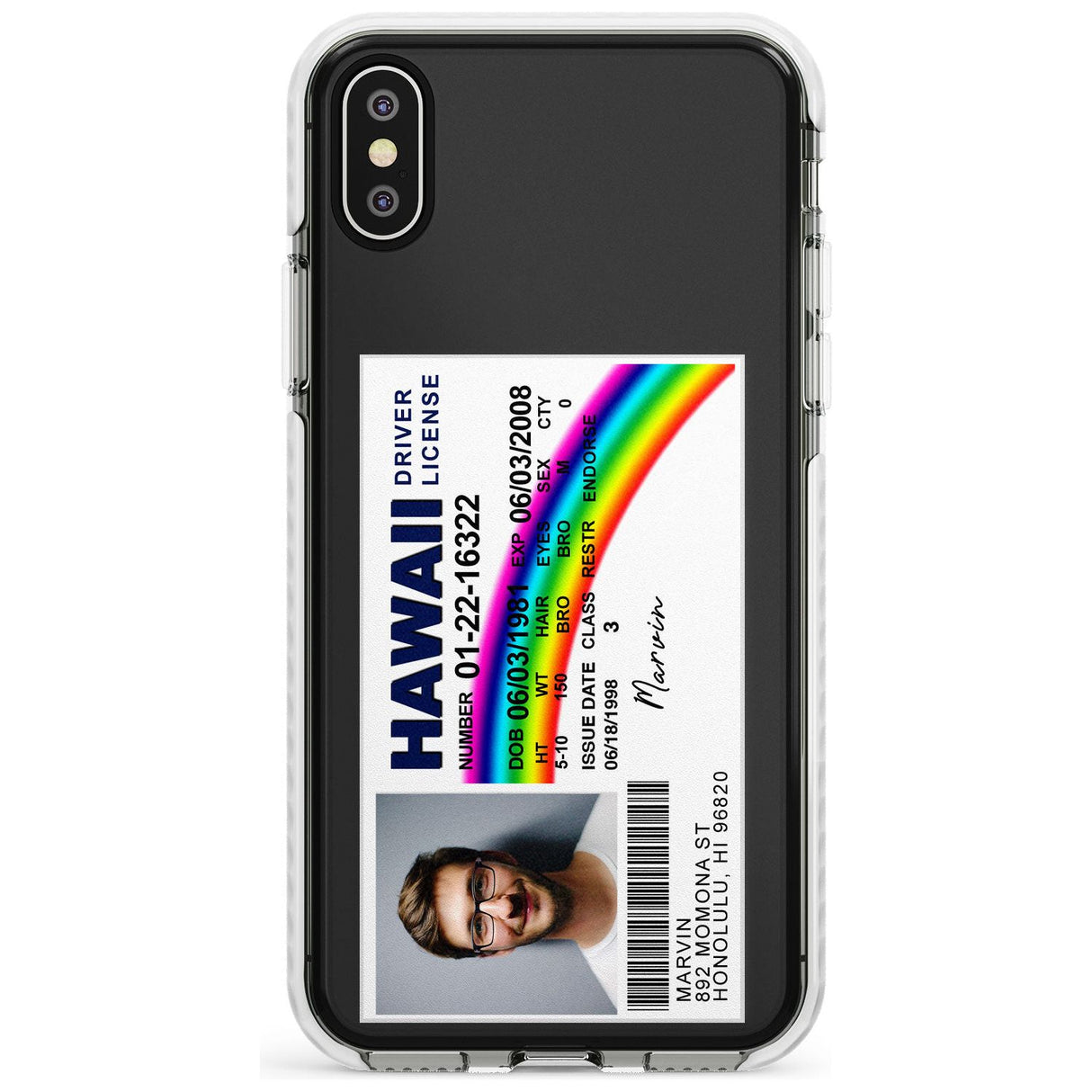 Personalised Hawaii Driving License Impact Phone Case for iPhone X XS Max XR