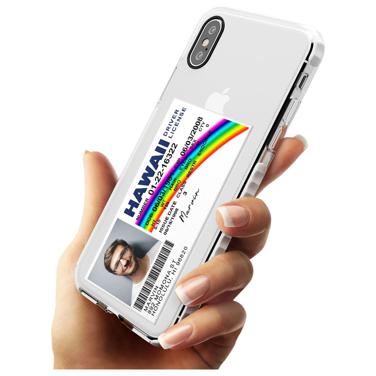 Personalised Hawaii Driving License Impact Phone Case for iPhone X XS Max XR