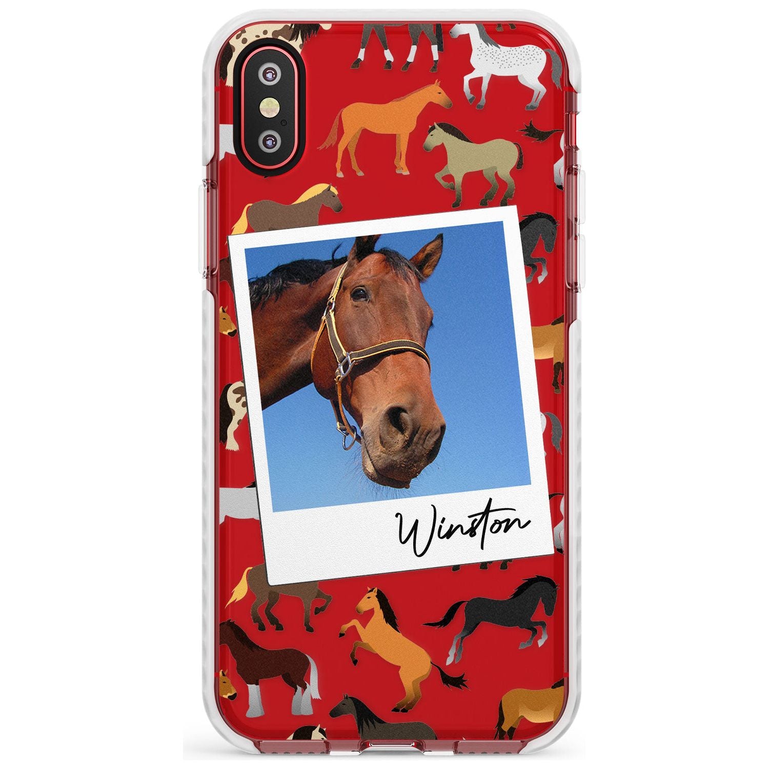 Personalised Horse Polaroid Impact Phone Case for iPhone X XS Max XR
