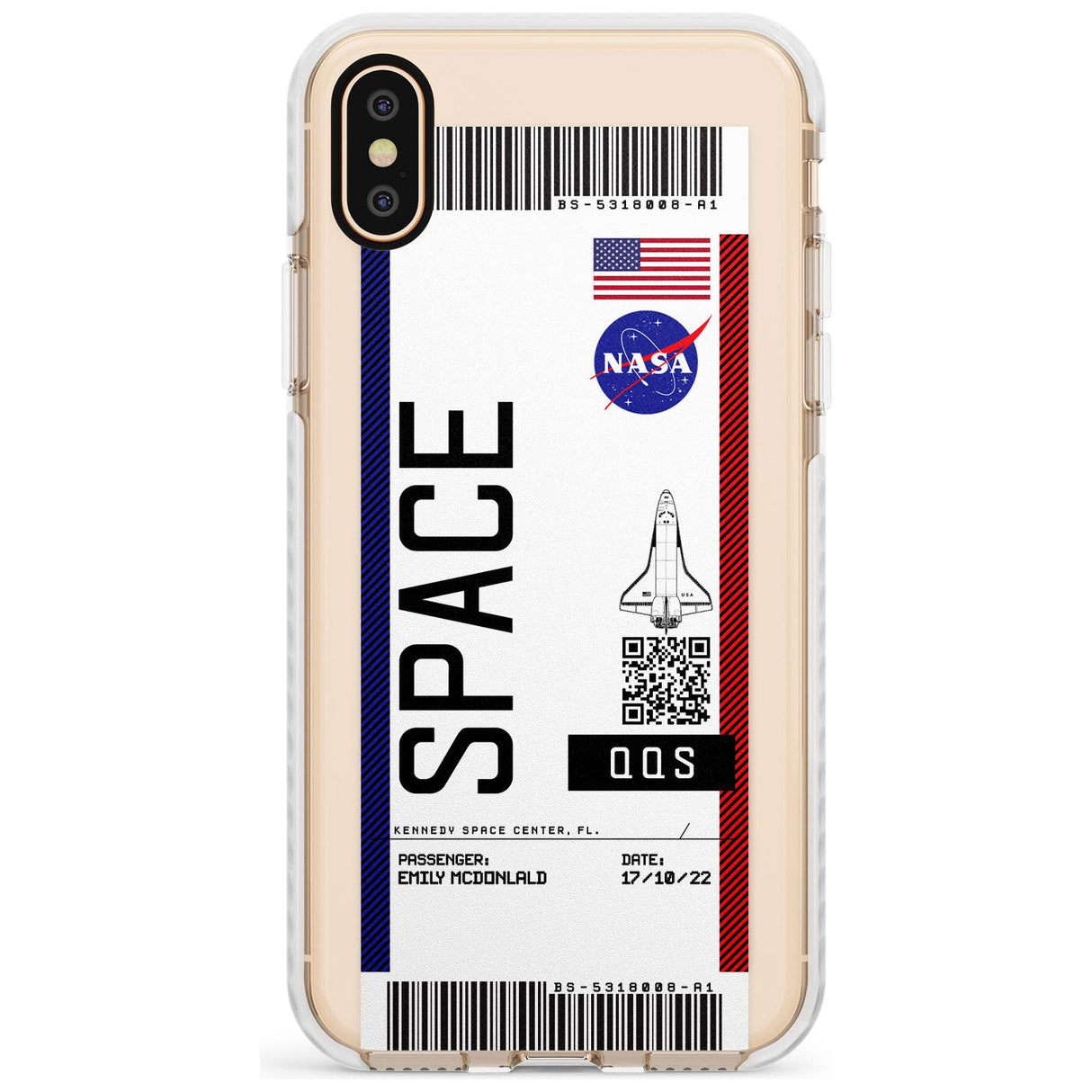 Personalised NASA Boarding Pass (Light) Impact Phone Case for iPhone X XS Max XR