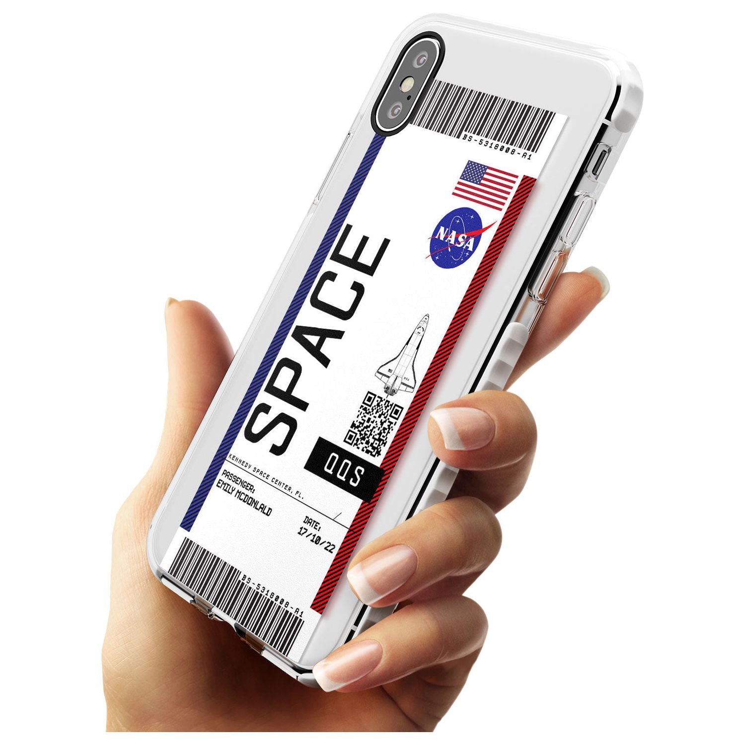 Personalised NASA Boarding Pass (Light) Impact Phone Case for iPhone X XS Max XR