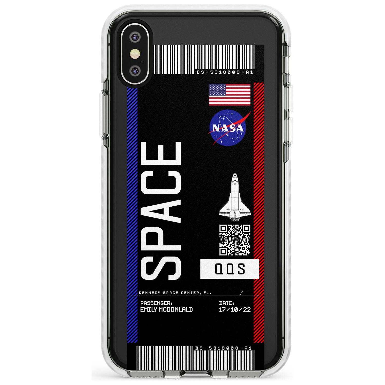Personalised NASA Boarding Pass (Dark) Impact Phone Case for iPhone X XS Max XR