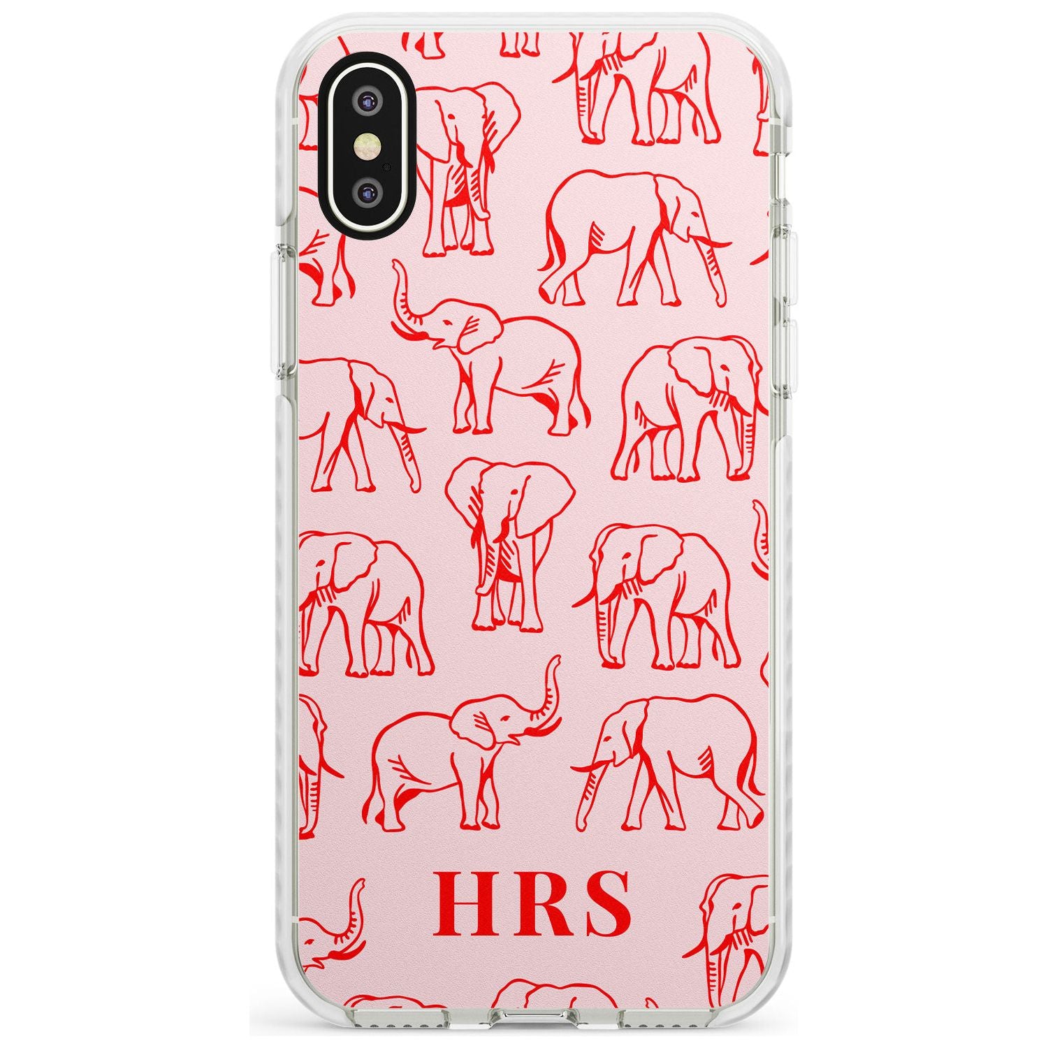 Personalised Red Elephant Outlines on Pink Impact Phone Case for iPhone X XS Max XR
