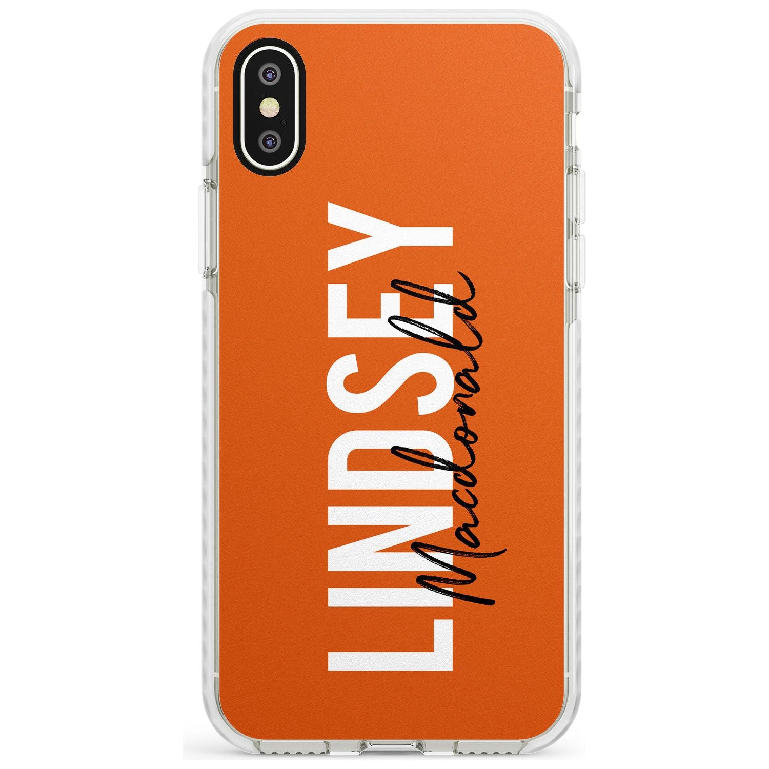 Bold Custom Name: Orange Impact Phone Case for iPhone X XS Max XR