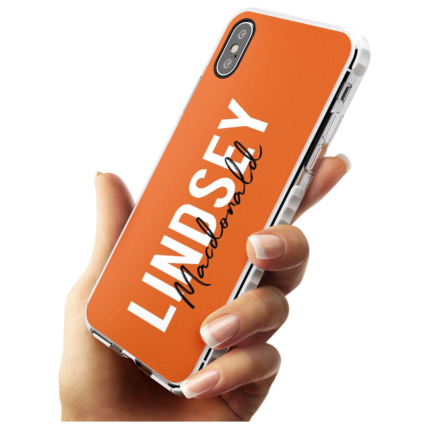 Bold Custom Name: Orange Impact Phone Case for iPhone X XS Max XR