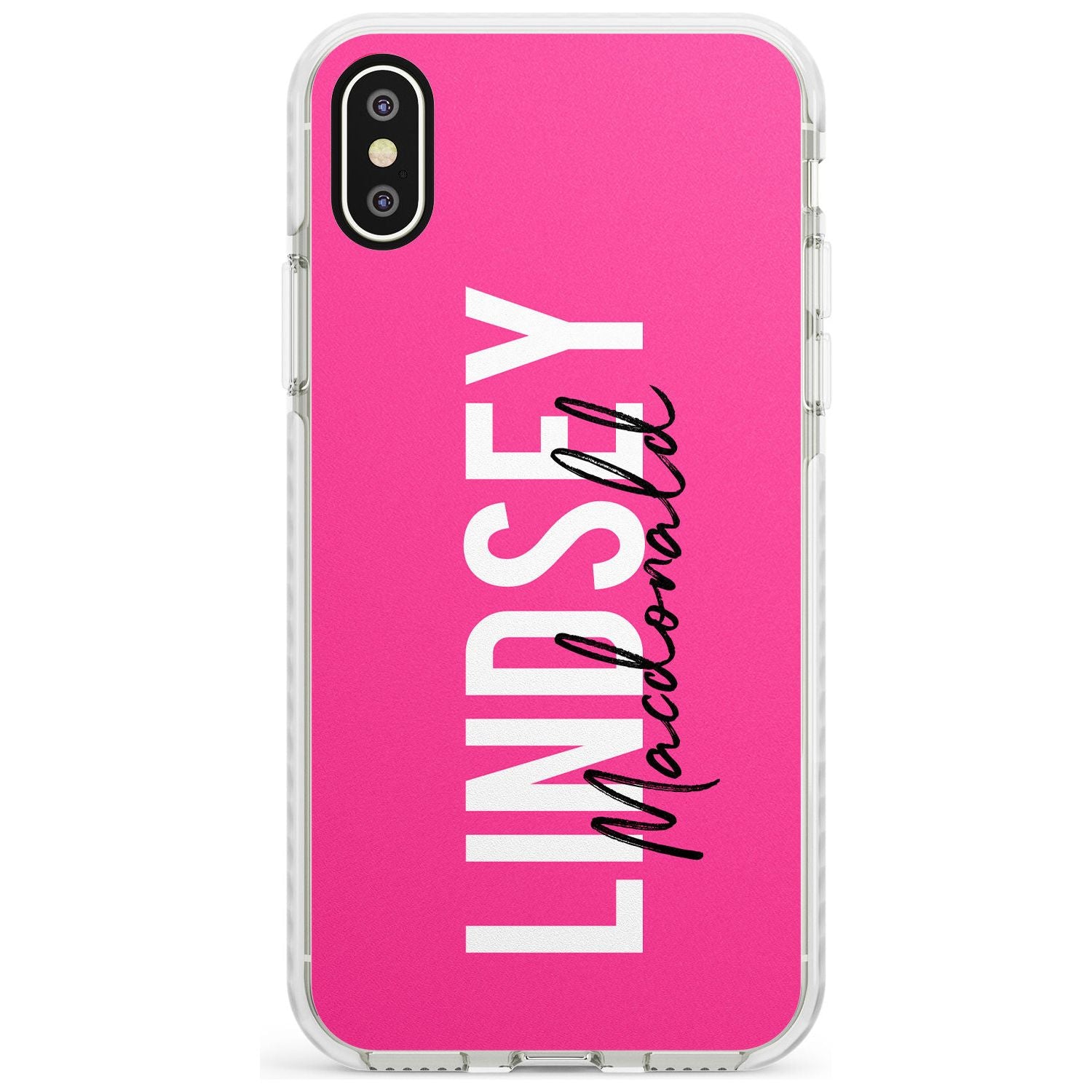 Bold Custom Name: Pink Impact Phone Case for iPhone X XS Max XR