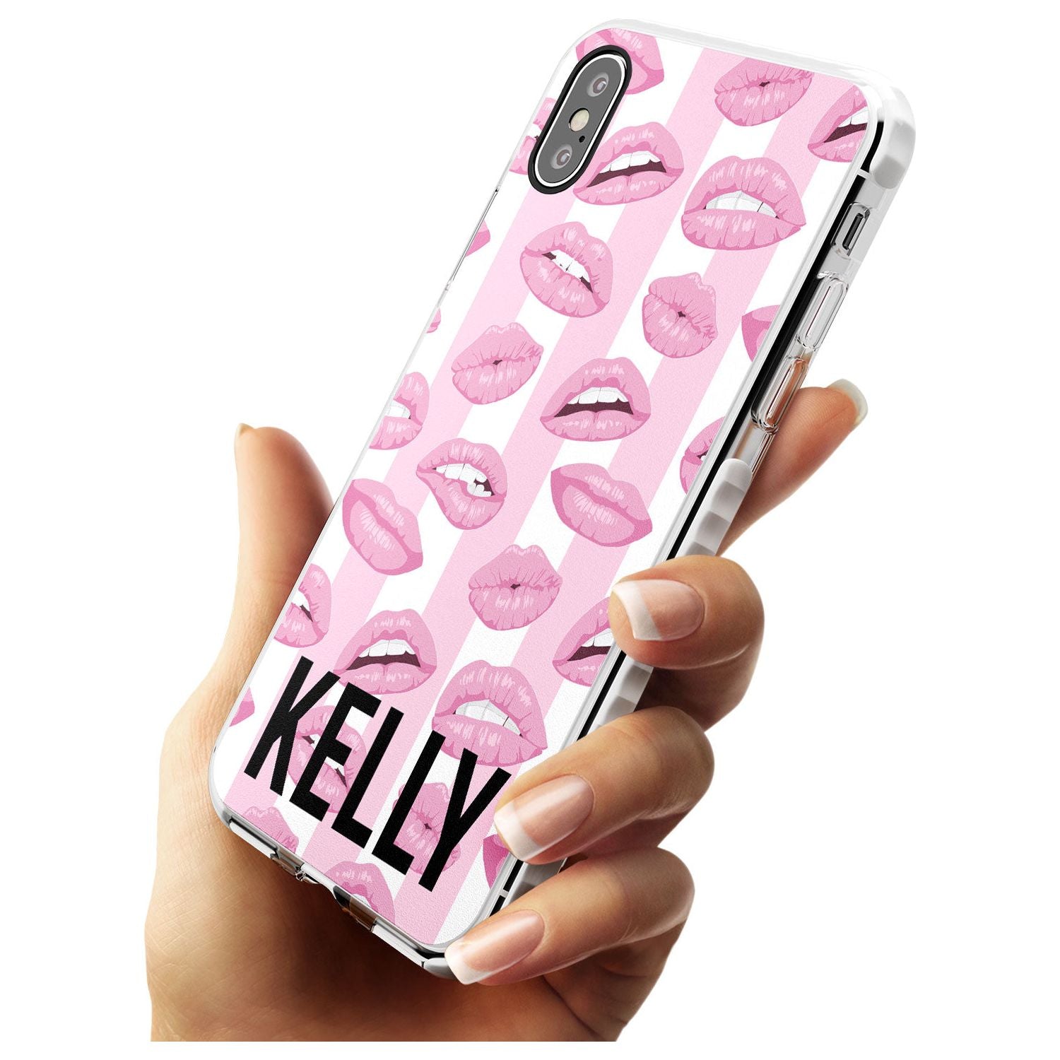 Pink Stripes & Lips iPhone Case   Custom Phone Case - Case Warehouse