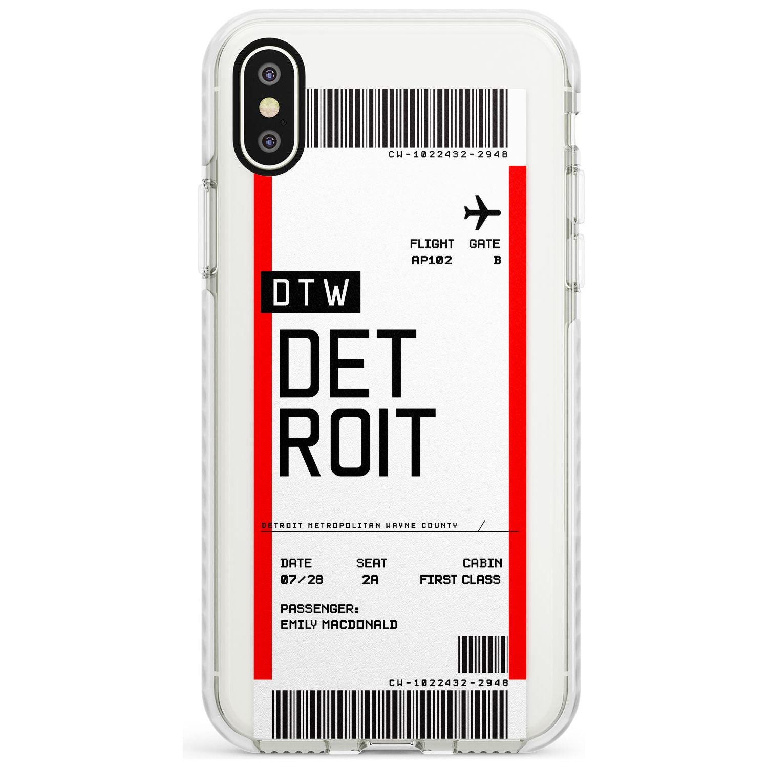 Detroit Boarding Pass iPhone Case  Impact Case Custom Phone Case - Case Warehouse