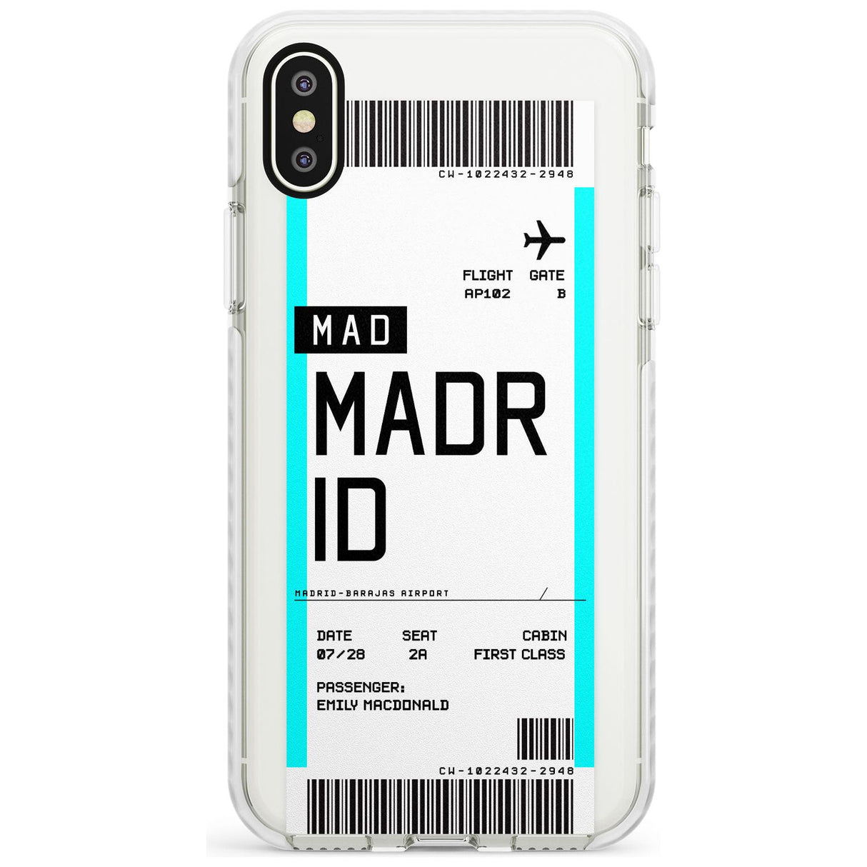 Madrid Boarding Pass iPhone Case  Impact Case Custom Phone Case - Case Warehouse