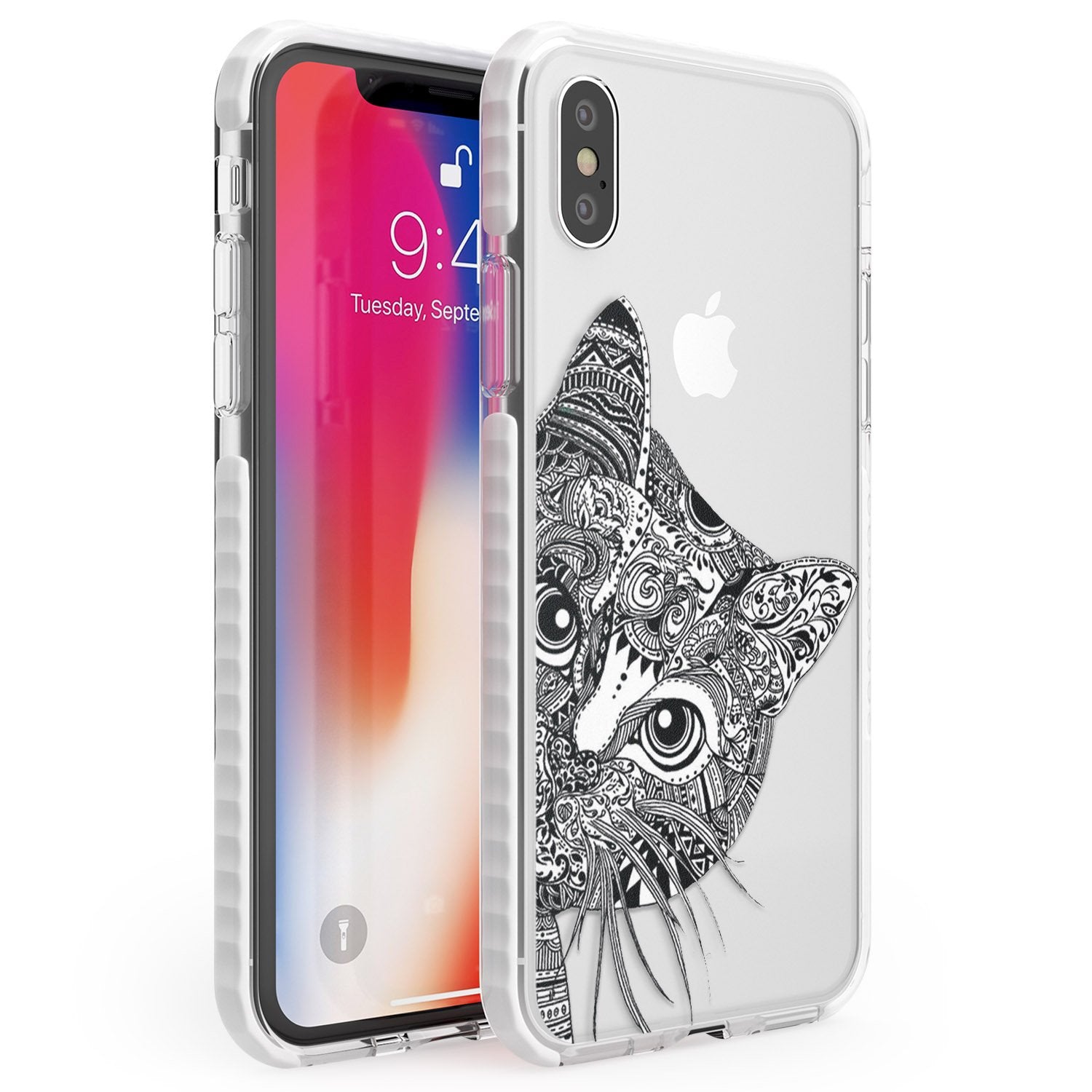 Henna Cat Phone Case iPhone X / iPhone XS / Impact Case,iPhone XR / Impact Case,iPhone XS MAX / Impact Case Blanc Space