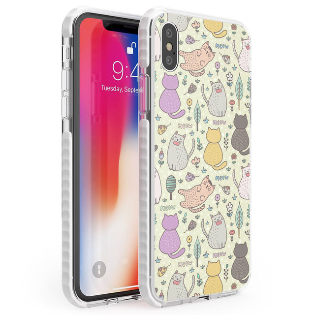 Cat Pattern Cream Phone Case iPhone X / iPhone XS / Impact Case,iPhone XR / Impact Case,iPhone XS MAX / Impact Case Blanc Space