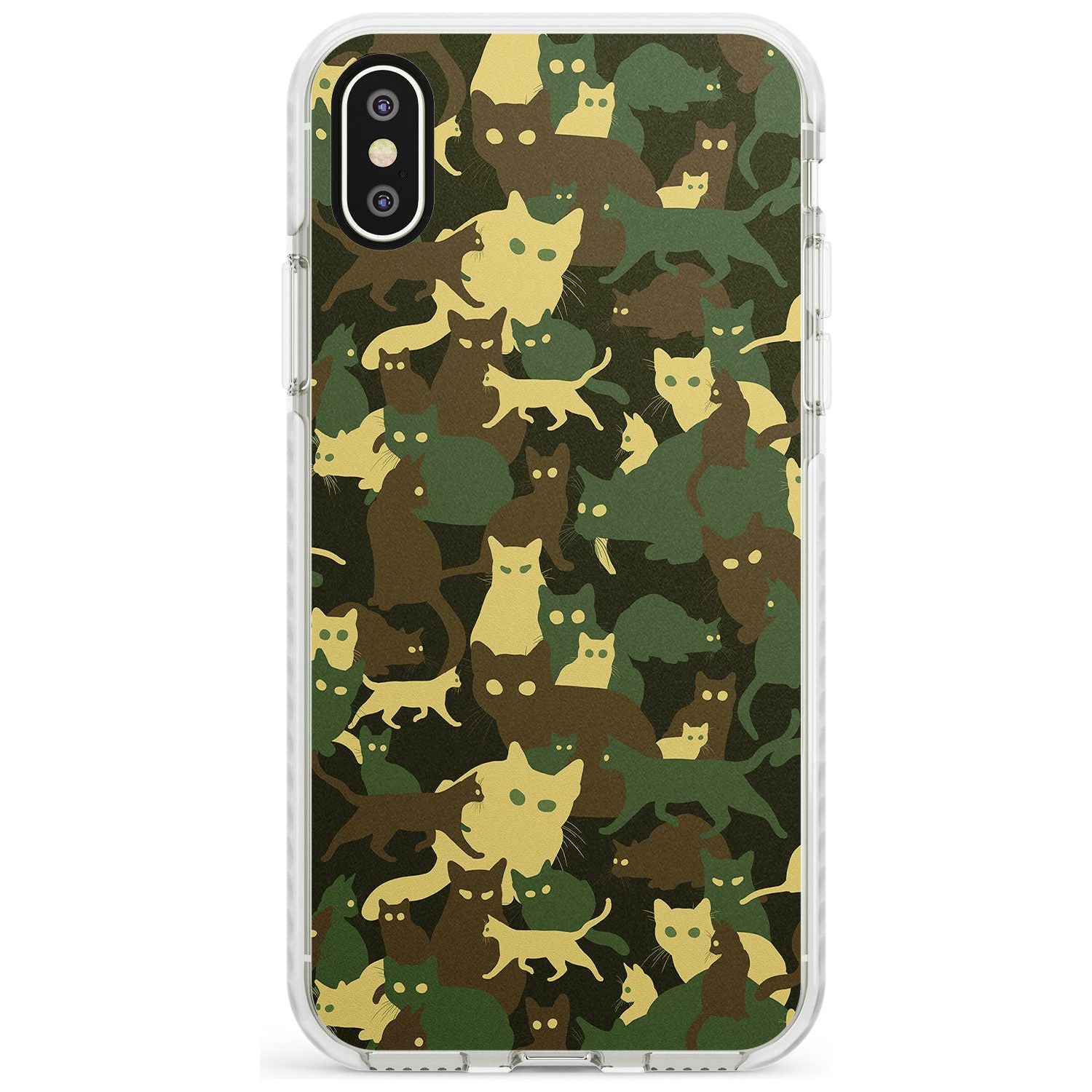 Forest Green Cat Camouflage Pattern Impact Phone Case for iPhone X XS Max XR