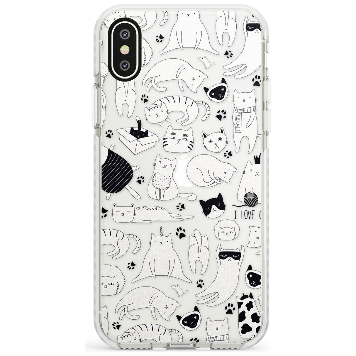 Cartoon Cat Collage - Black & White Slim TPU Phone Case Warehouse X XS Max XR