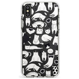 Cartoon Cat Collage - Black & White Slim TPU Phone Case Warehouse X XS Max XR