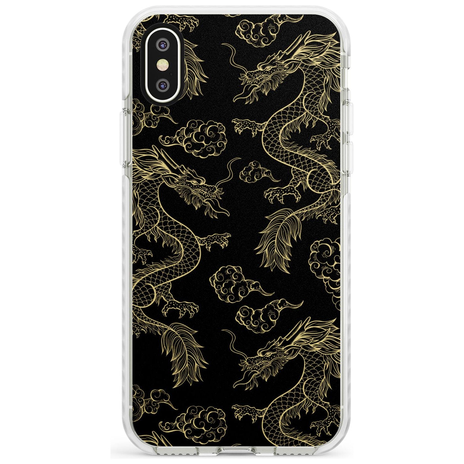 Black and Gold Dragon Pattern Impact Phone Case for iPhone X XS Max XR