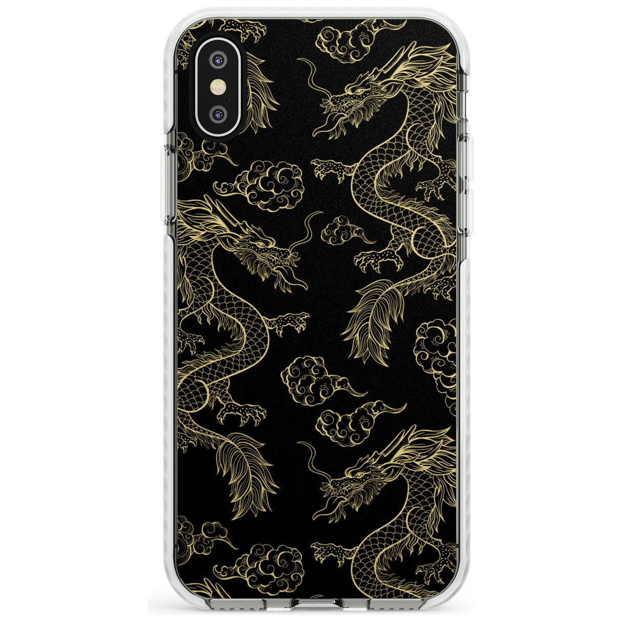 Black and Gold Dragon Pattern Impact Phone Case for iPhone X XS Max XR