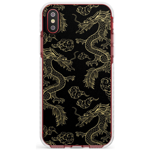 Black and Gold Dragon Pattern Impact Phone Case for iPhone X XS Max XR