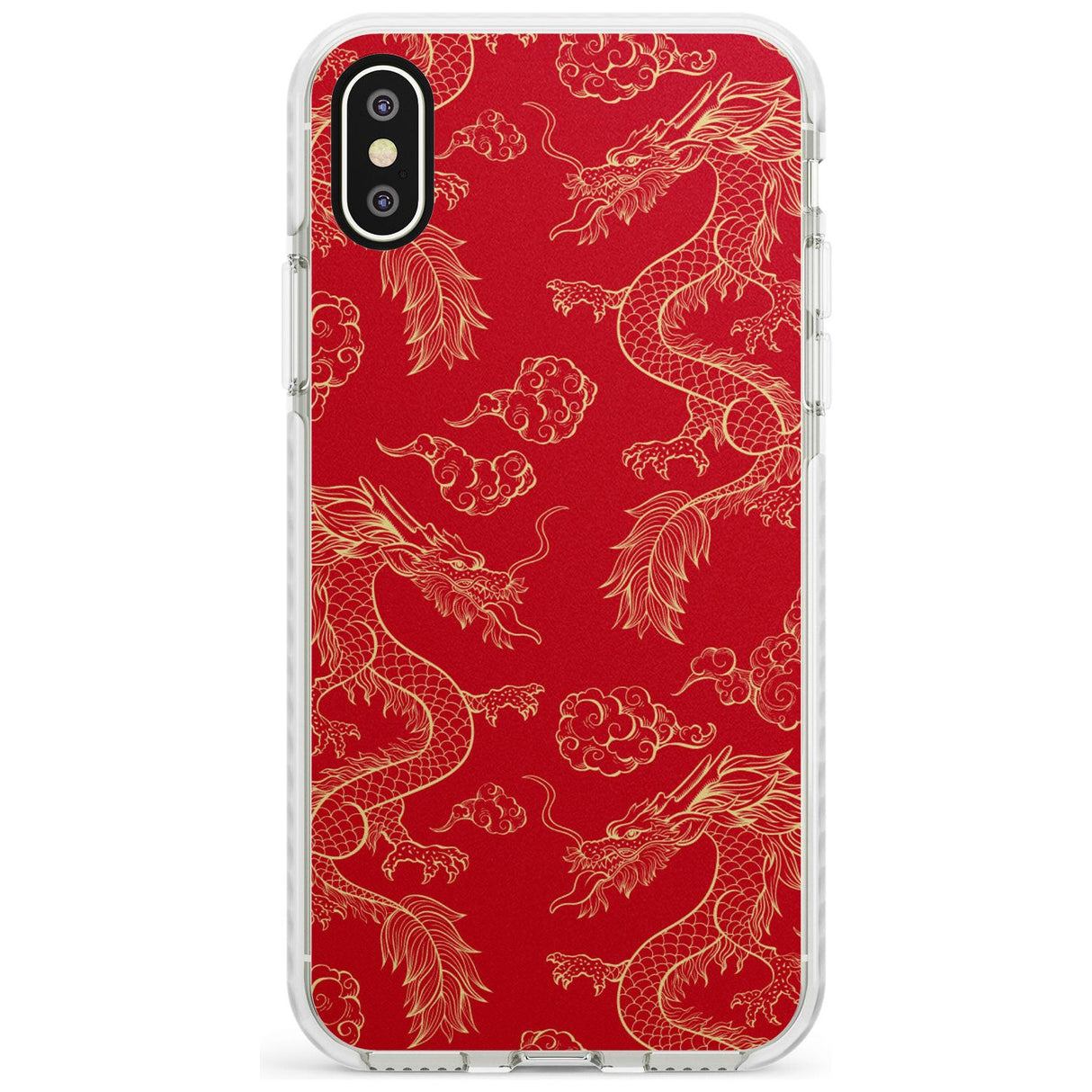 Red and Gold Dragon Pattern Impact Phone Case for iPhone X XS Max XR