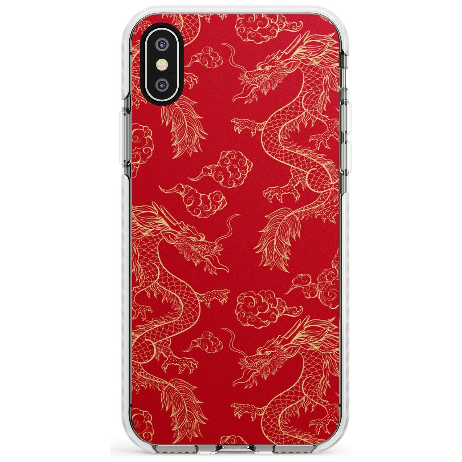 Red and Gold Dragon Pattern Impact Phone Case for iPhone X XS Max XR