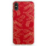 Red and Gold Dragon Pattern Impact Phone Case for iPhone X XS Max XR