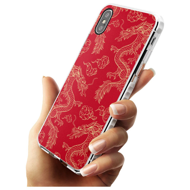 Red and Gold Dragon Pattern Impact Phone Case for iPhone X XS Max XR