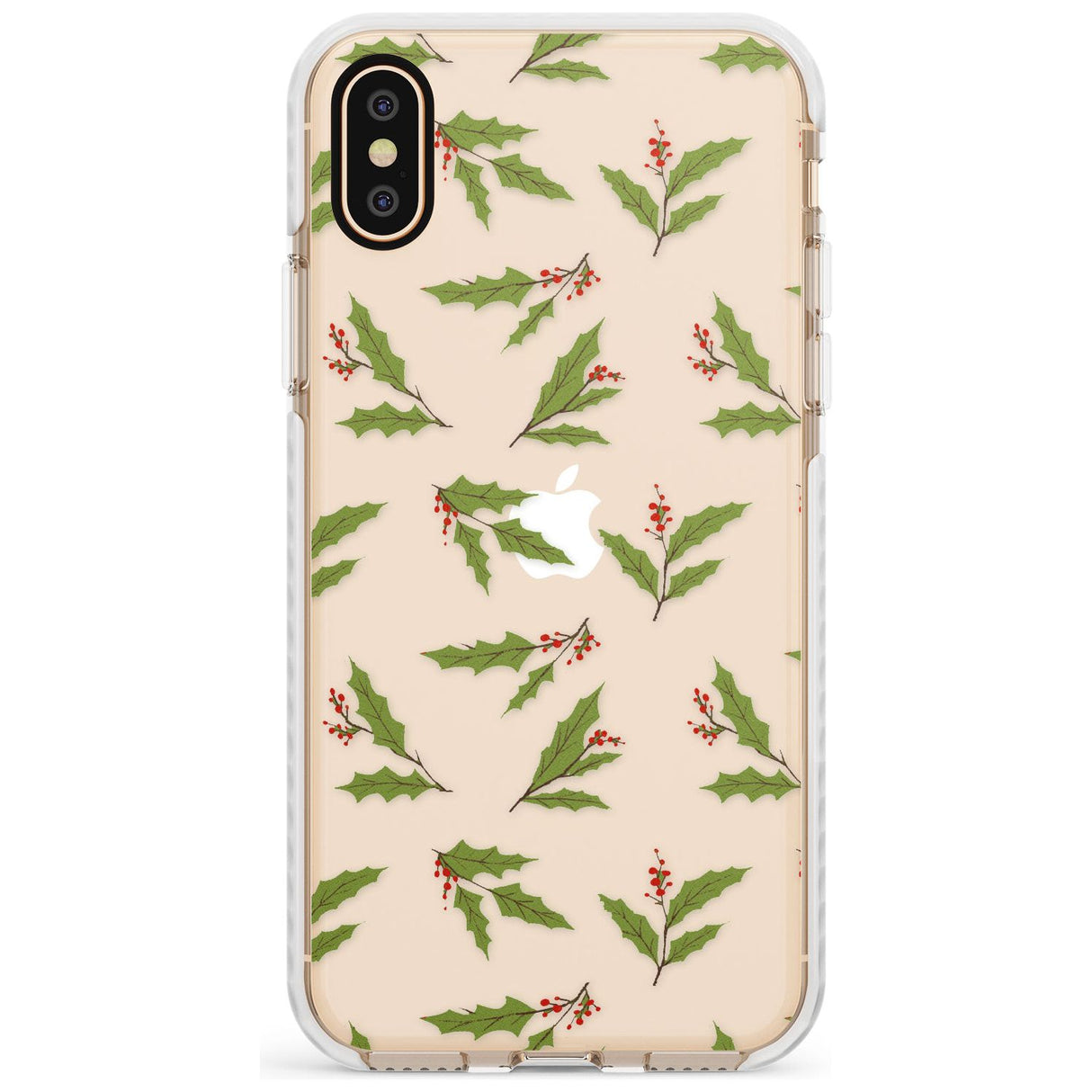 Christmas Holly Pattern Impact Phone Case for iPhone X XS Max XR