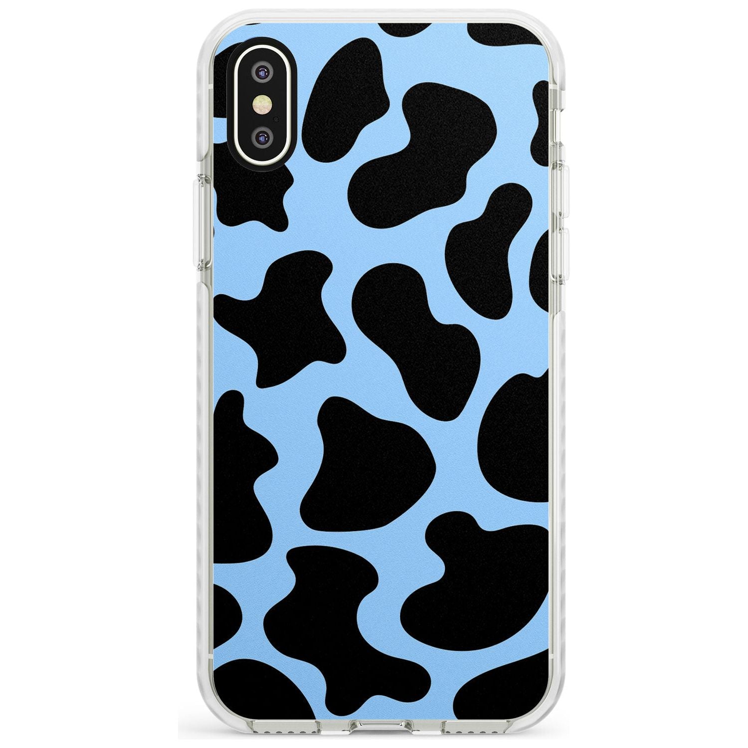 Blue and Black Cow Print Impact Phone Case for iPhone X XS Max XR