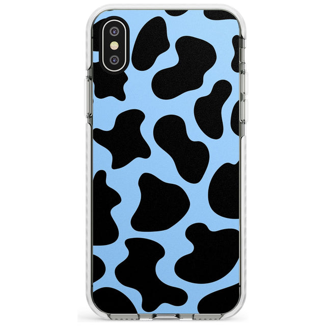 Blue and Black Cow Print Impact Phone Case for iPhone X XS Max XR
