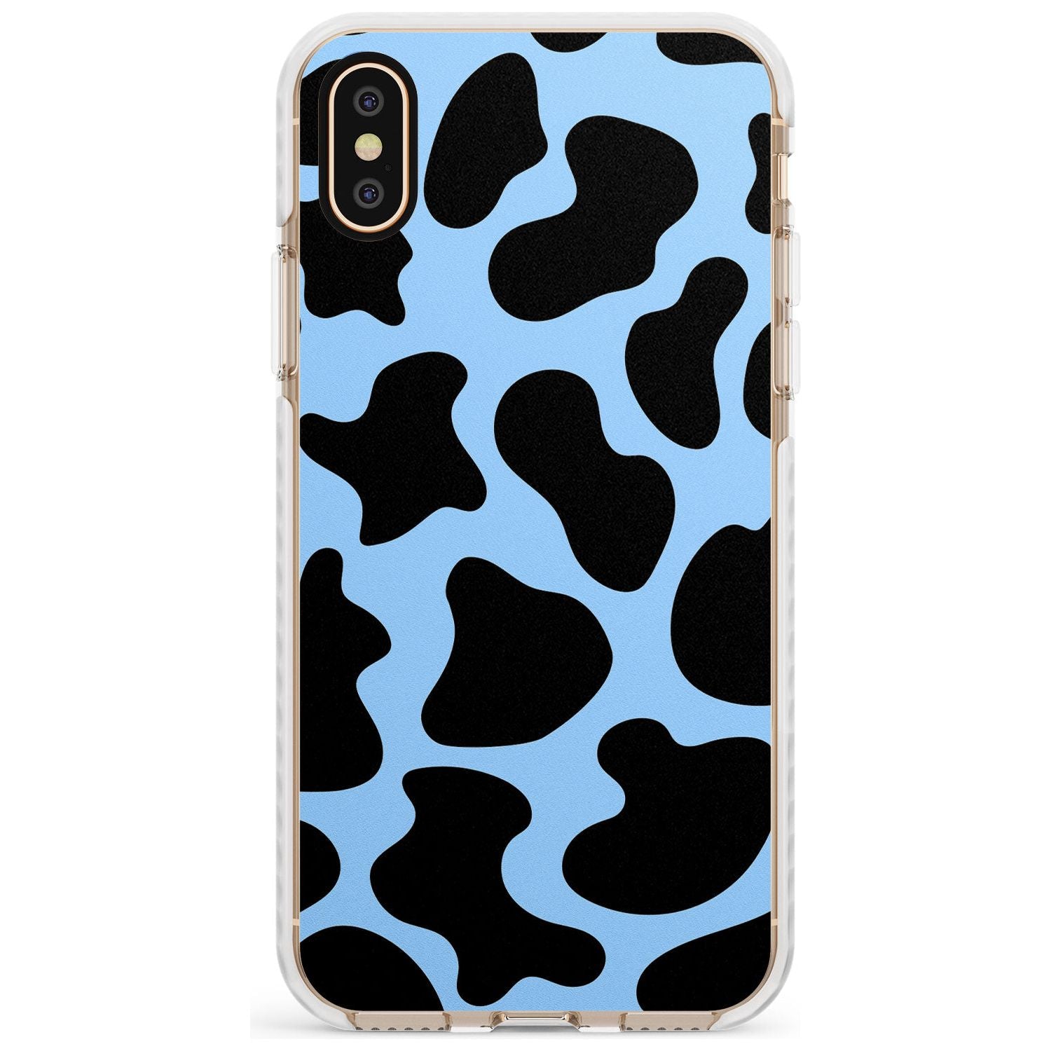 Blue and Black Cow Print Impact Phone Case for iPhone X XS Max XR