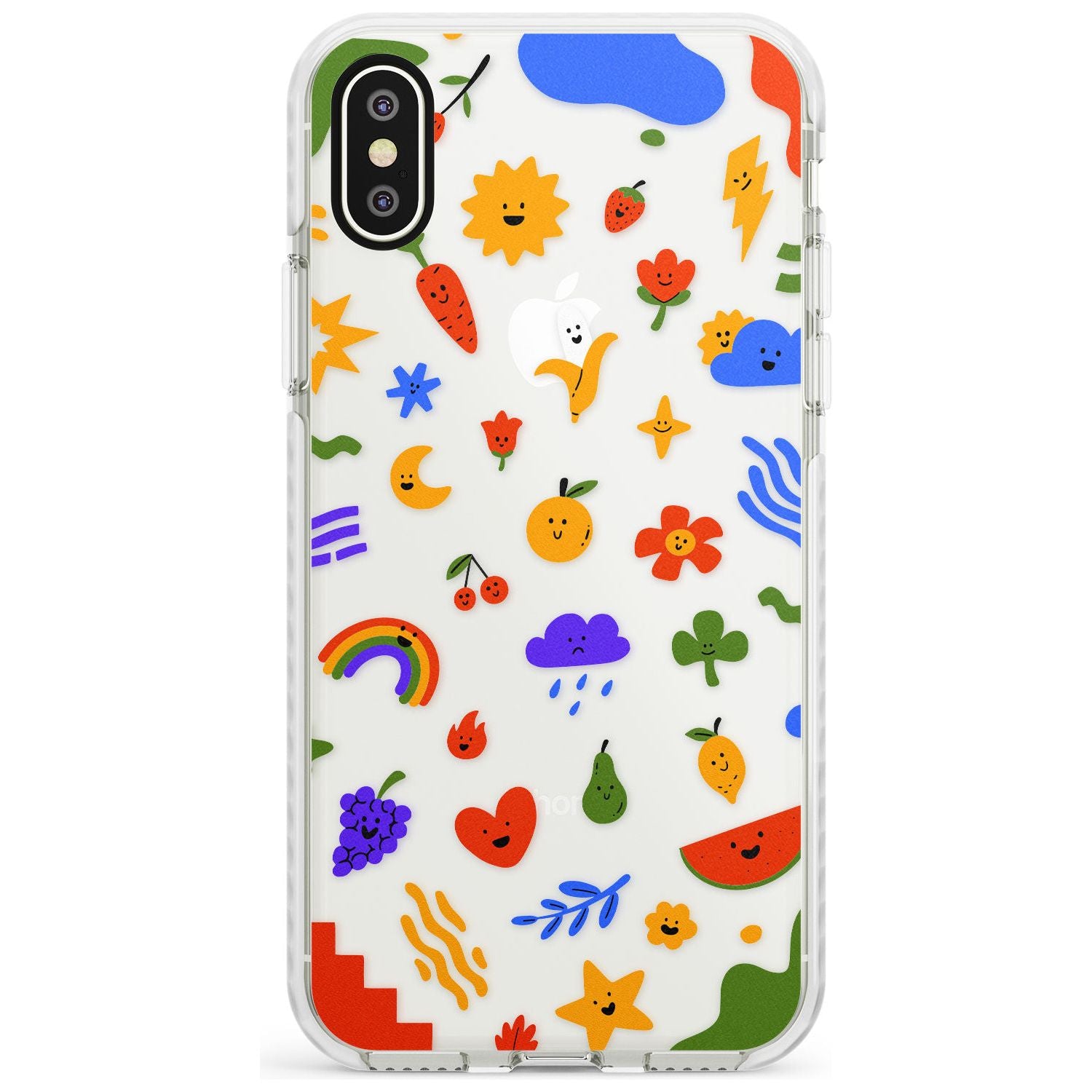 Mixed Cute Icon Pattern - Clear iPhone Case Impact Phone Case Warehouse X XS Max XR