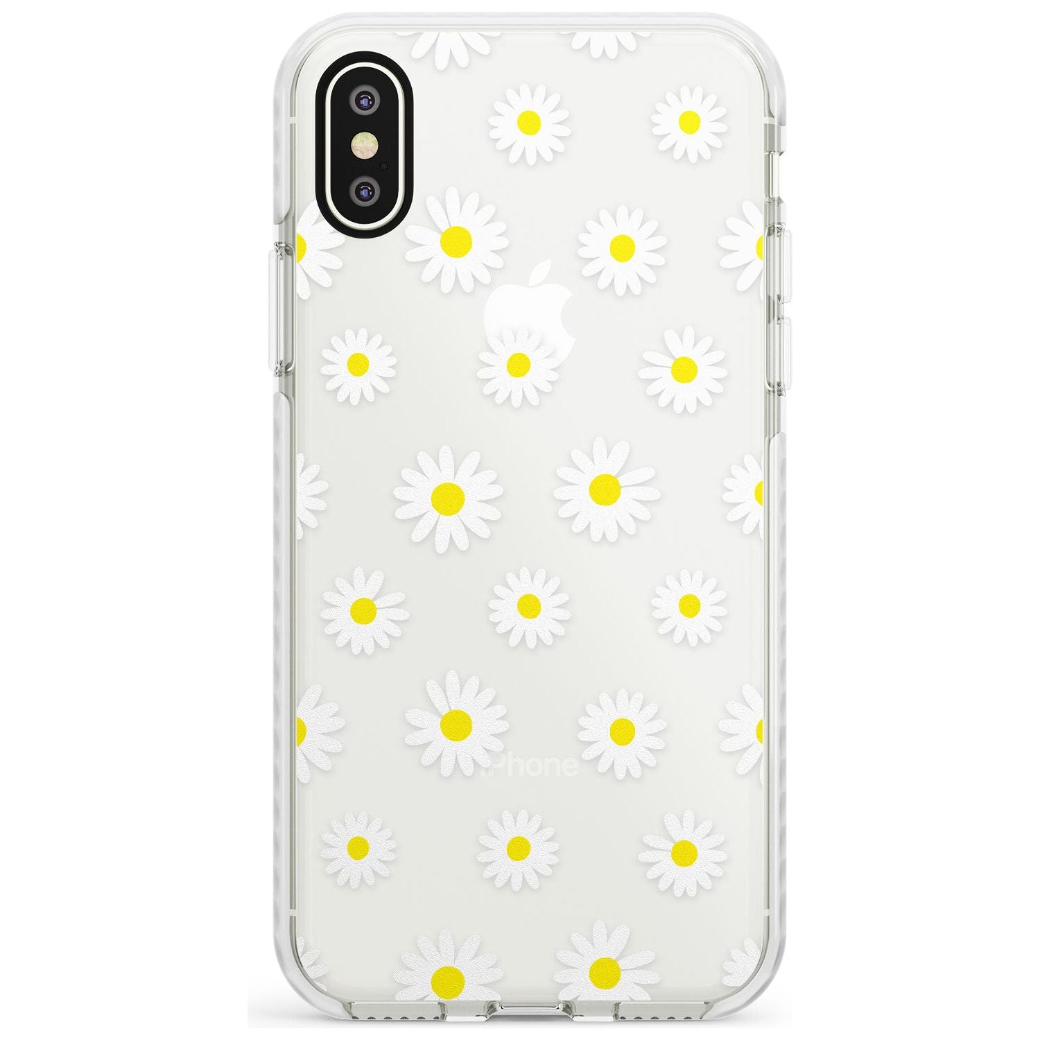 White Daisy Pattern (Clear) Impact Phone Case for iPhone X XS Max XR