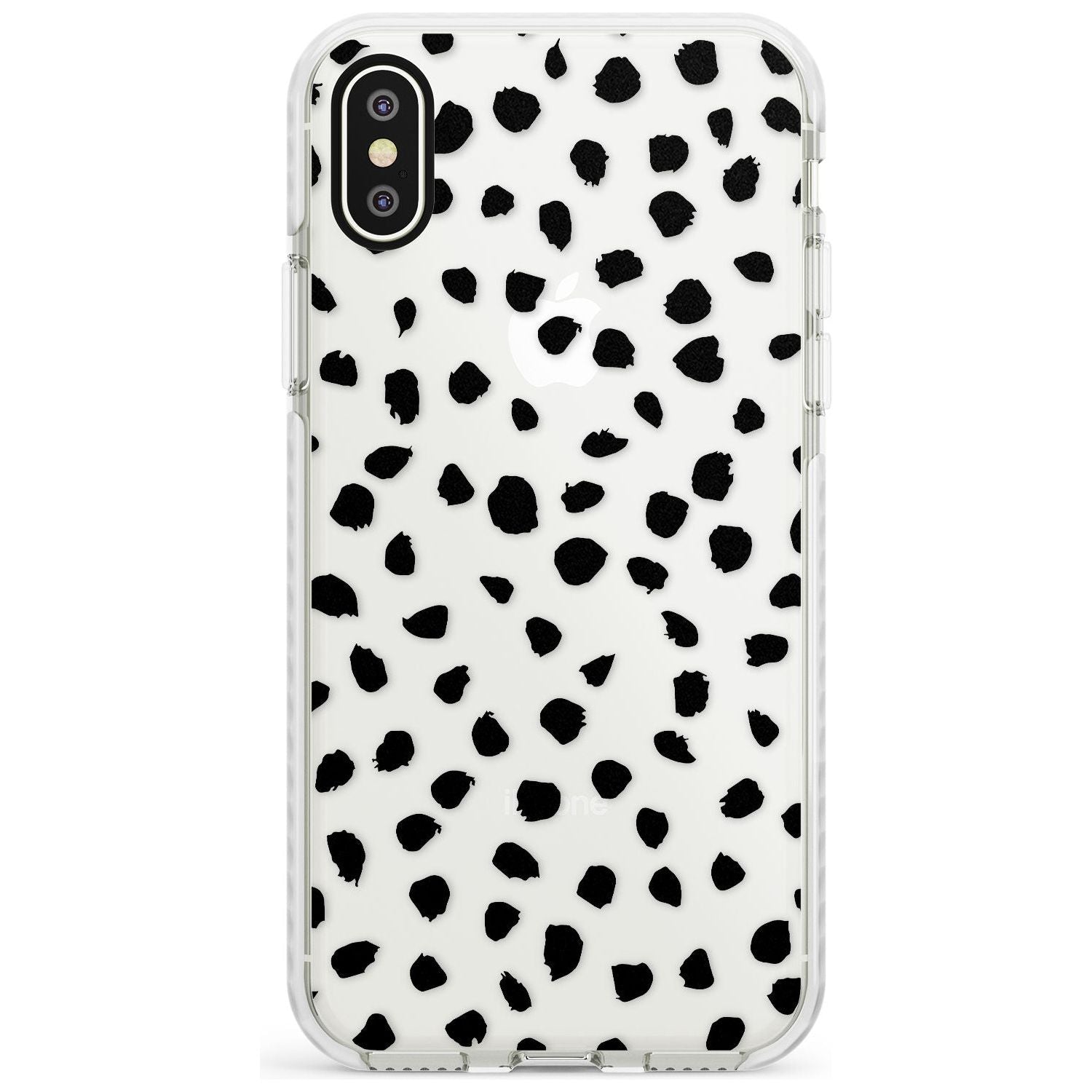 Black on Transparent Dalmatian Polka Dot Spots Impact Phone Case for iPhone X XS Max XR