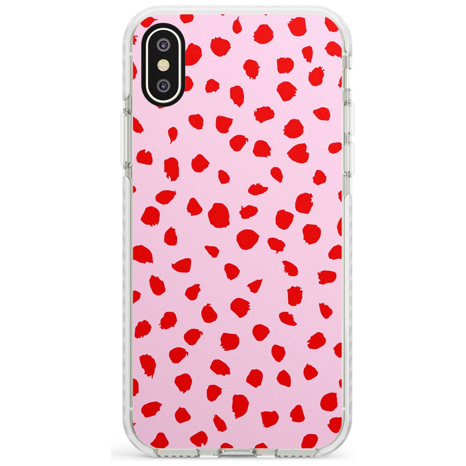 Red on Pink Dalmatian Polka Dot Spots Impact Phone Case for iPhone X XS Max XR