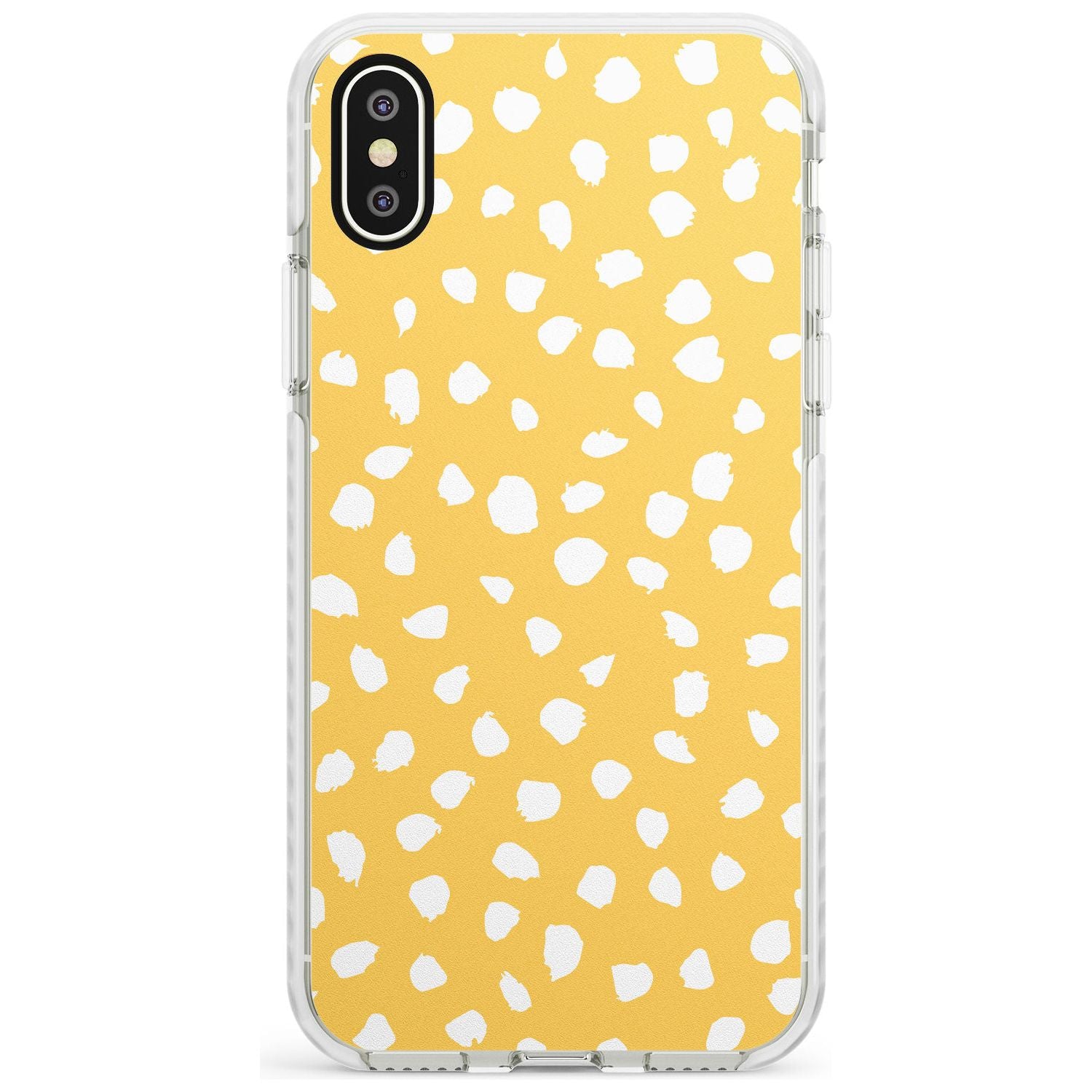 White on Yellow Dalmatian Polka Dot Spots Impact Phone Case for iPhone X XS Max XR